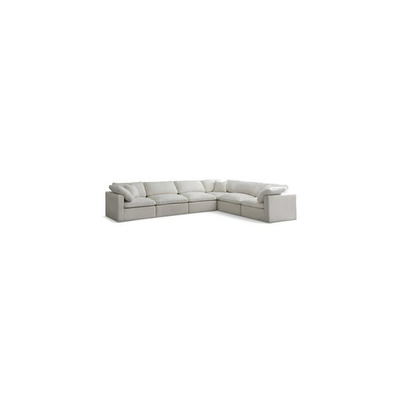 Meridian Furniture Plush Standard Cream Velvet Modular Sectional