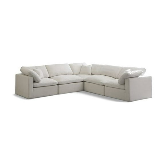 Meridian Furniture Plush Standard Cream Velvet Modular Sectional