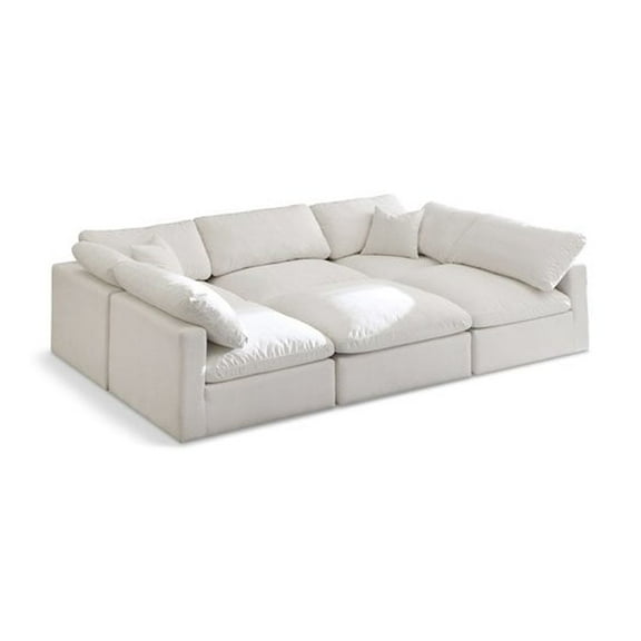 Meridian Furniture Plush Standard Cream Velvet Modular Sectional