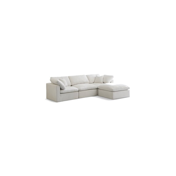 Meridian Furniture Plush Standard Cream Velvet Modular Sectional