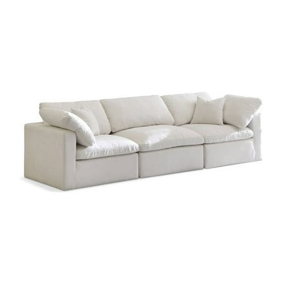 Meridian Furniture Plush Standard Cream Velvet Modular Sofa