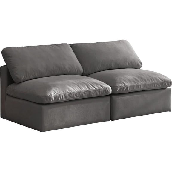 Meridian Furniture Plush Standard Gray Velvet Modular Armless Sofa