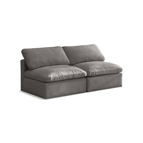 Meridian Furniture Plush Standard Gray Velvet Modular Armless Sofa