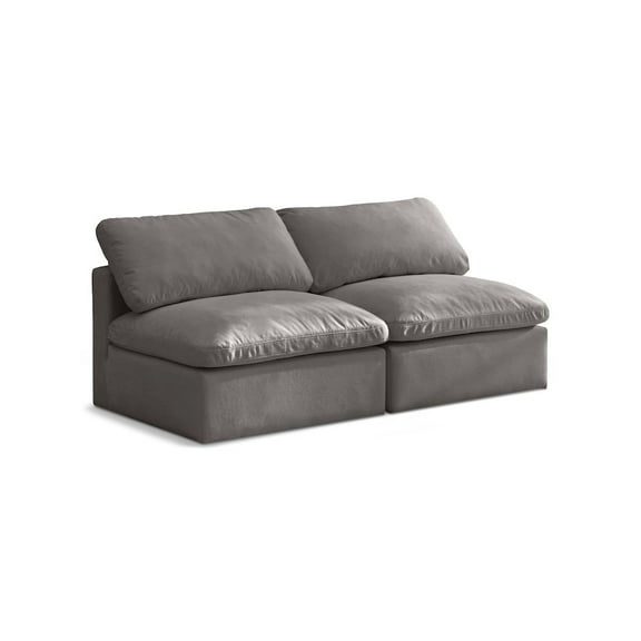 Meridian Furniture Plush Standard Gray Velvet Modular Armless Sofa