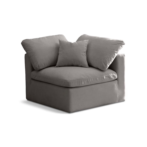 Meridian Furniture Plush Standard Gray Velvet Modular Corner Chair