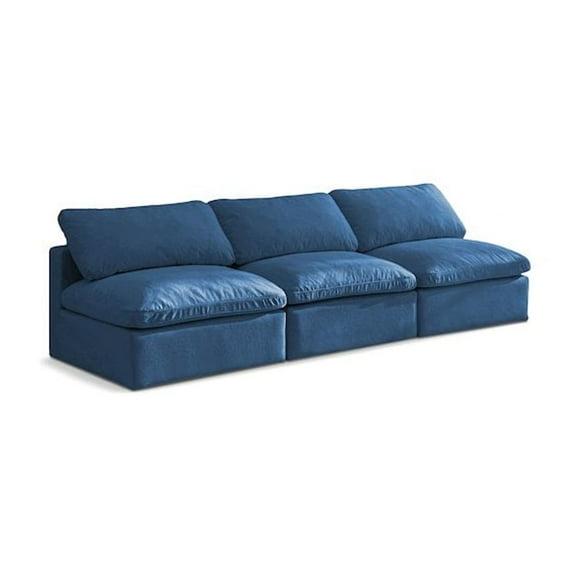 Meridian Furniture Plush Standard Navy Velvet Modular Armless Sofa