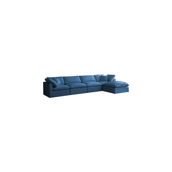 Meridian Furniture Plush Standard Navy Velvet Modular Sectional