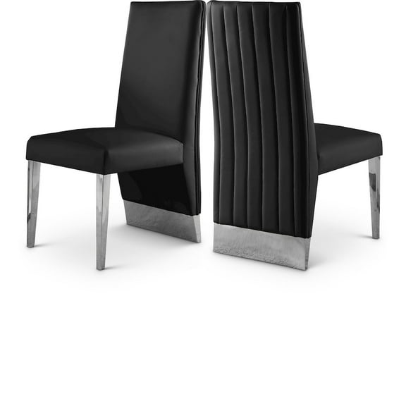 Meridian Furniture Porsha 19"H Black Vegan Leather Dining Chair (Set of 2)