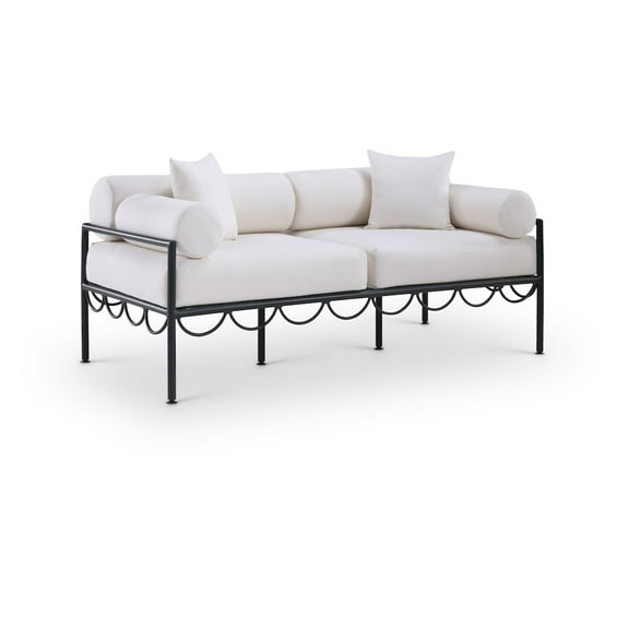 Meridian Furniture Portofino 69.75" Cream Water Resisting Fabric Patio Loveseat