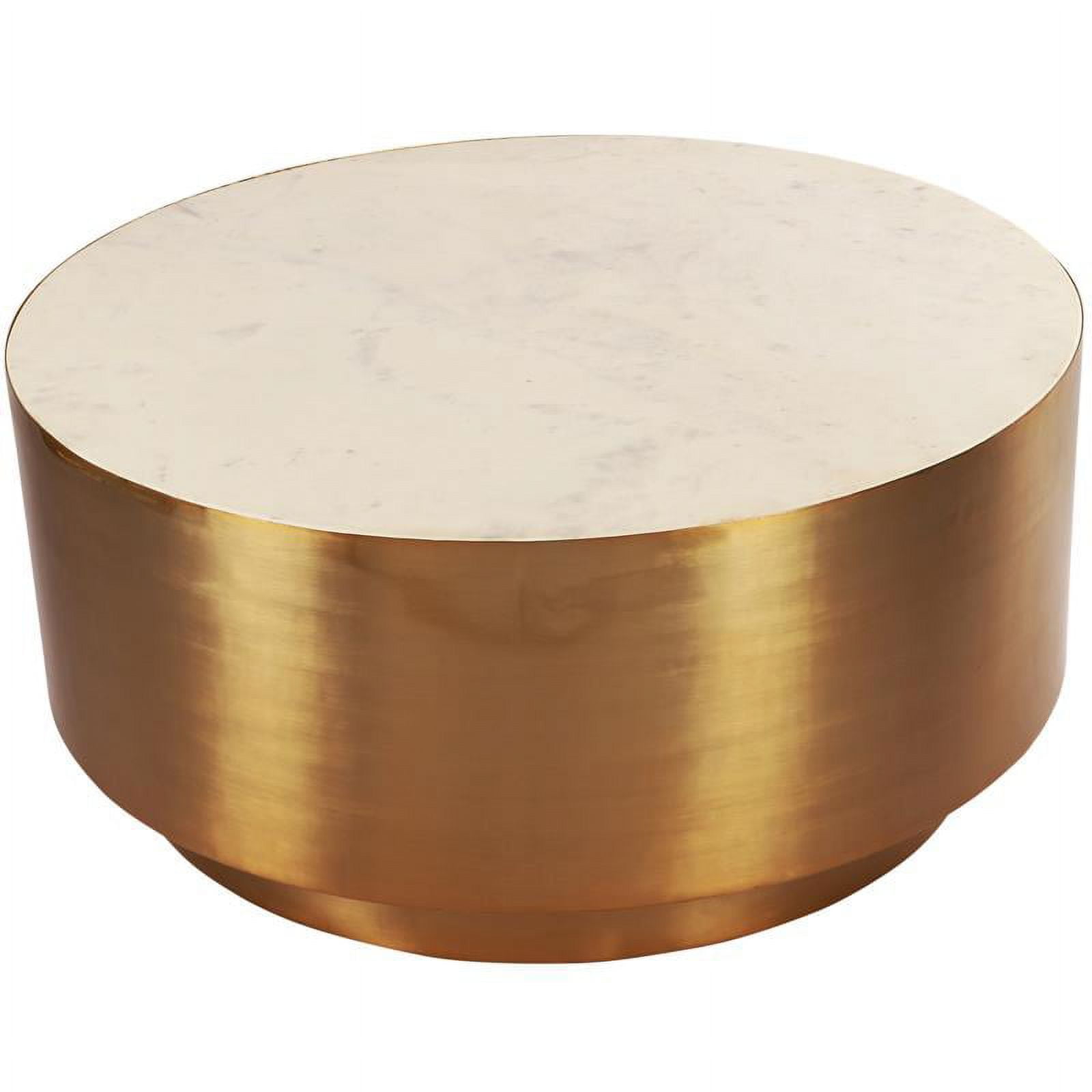 Presley Round Marble Coffee Table with Gold Metal Base