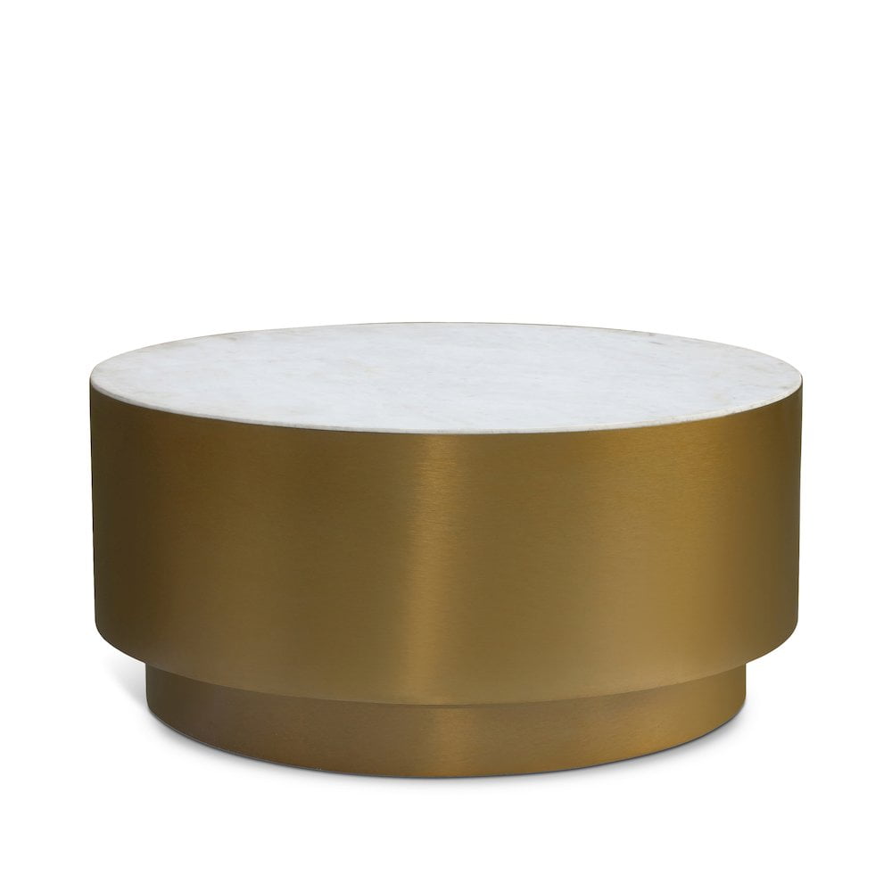 Presley Round Marble Coffee Table with Gold Metal Base