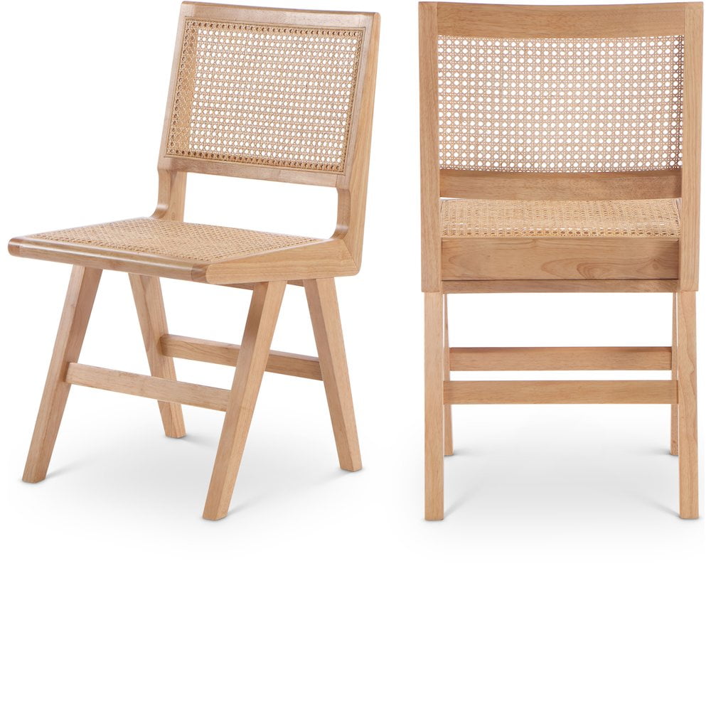 Elegant Coastal Walnut and French Cane Side Chair, 23"x34"