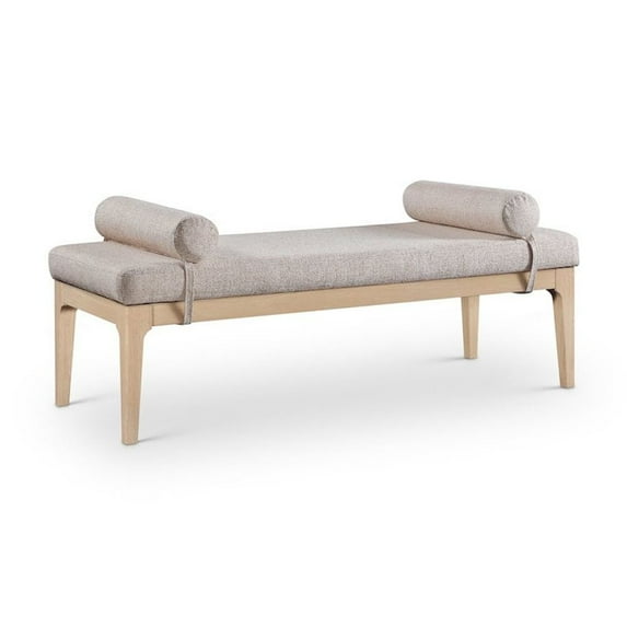 Meridian Furniture Priscilla Beige Linen Textured Fabric Bench