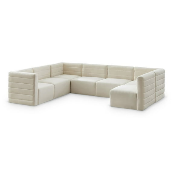 Meridian Furniture Quincy Cream Velvet Modular Sectional