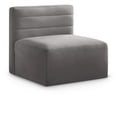 thumbnail image 1 of Meridian Furniture Quincy Grey Velvet Modular Armless Chair, 1 of 14