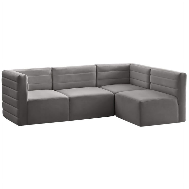 Meridian Furniture Quincy Velvet Modular Cloud-Like Comfort Sectional 5A Meridian Furniture Quincy Velvet Modular Cloud-Like Comfort Sectional 5A