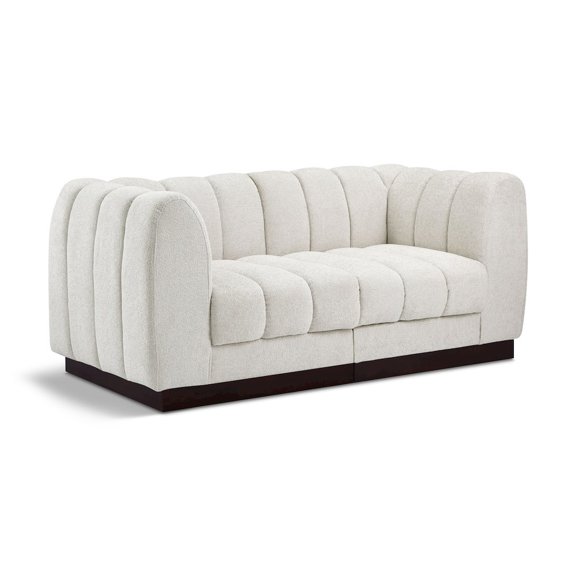 Meridian Furniture Quinn 2-Piece Contemporary Fabric Modular Sofa in Cream