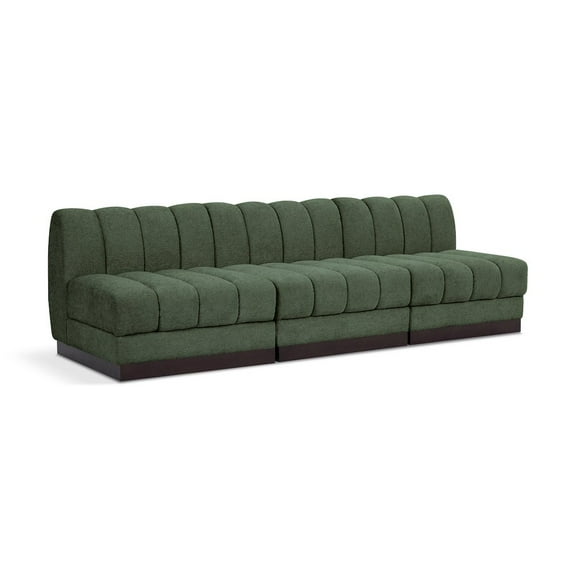 Meridian Furniture Quinn 3-Piece Contemporary Fabric Modular Sofa in Green