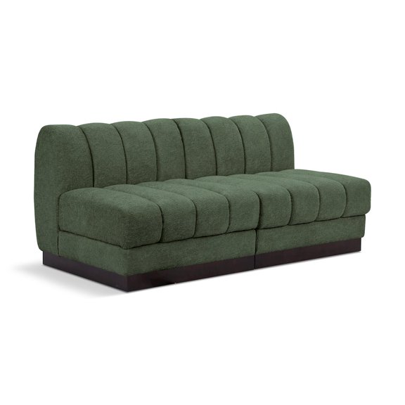 Meridian Furniture Quinn 64" 2-Piece Contemporary Fabric Modular Sofa in Green