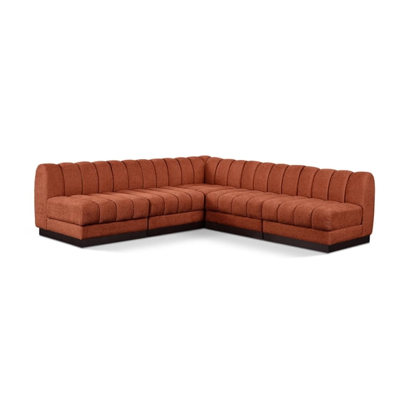 Meridian Furniture Quinn 98.5" 5-Piece Fabric Modular Sectional in Orange