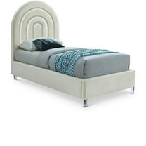 Meridian Furniture Rainbow Cream Velvet Twin Bed in Acrylic Finish