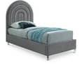 thumbnail image 1 of Meridian Furniture Rainbow Gray Velvet Twin Bed in Acrylic Finish, 1 of 9