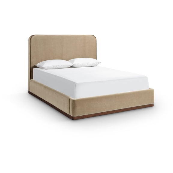 Meridian Furniture Rava Beige Velvet Upholstered Full Bed