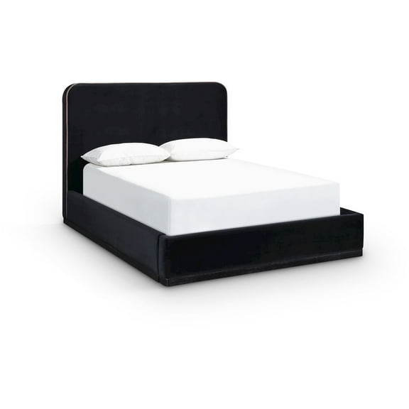 Meridian Furniture Rava Black / Taupe Velvet Upholstered Queen Bed