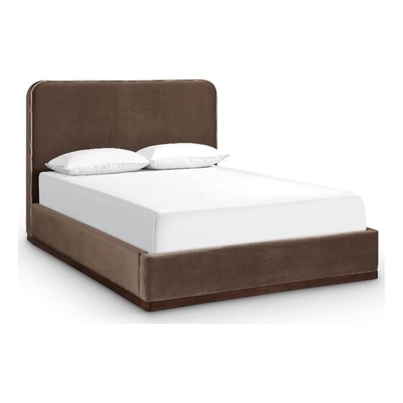 Meridian Furniture Rava Brown Velvet Upholstered Full Bed
