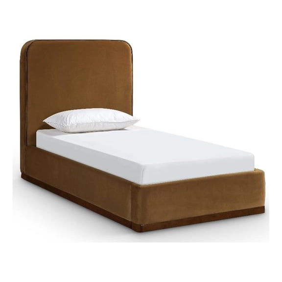 Meridian Furniture Rava Saddle Velvet Upholstered Twin Bed