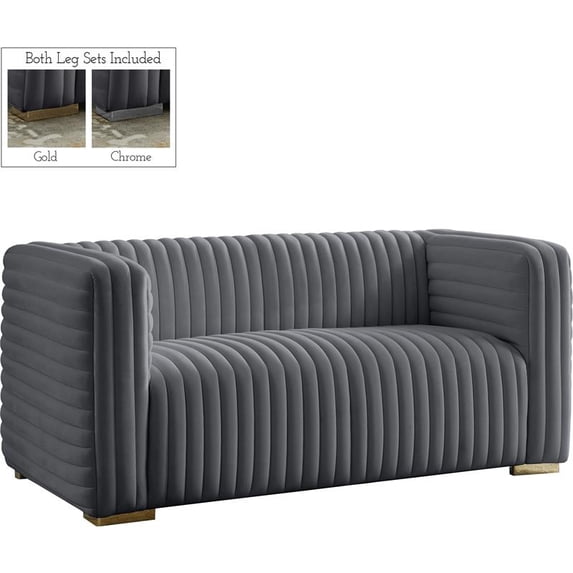 Meridian Furniture Ravish Grey Velvet Loveseat