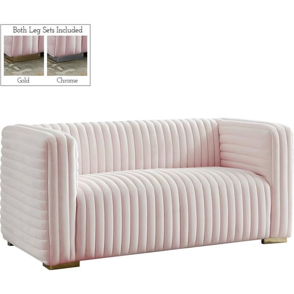Meridian Furniture Ravish Pink Velvet Loveseat