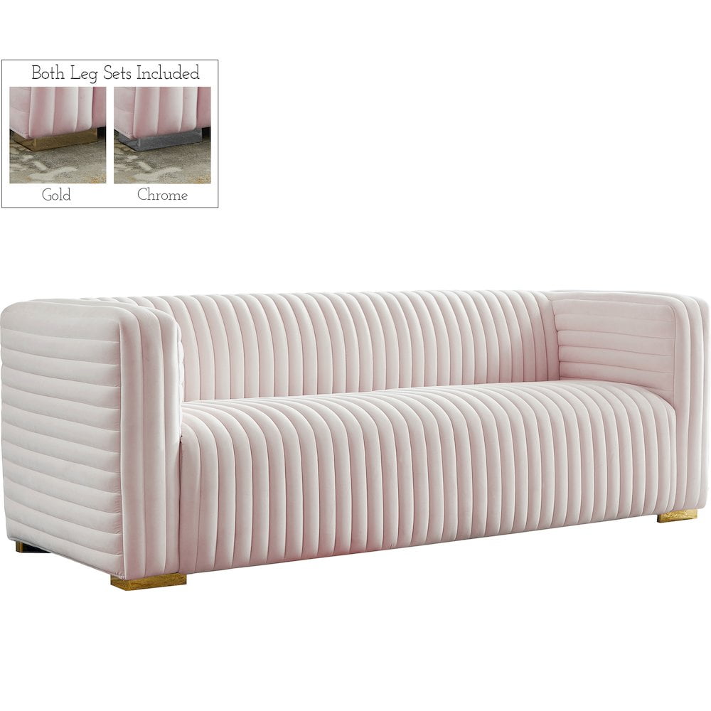 Meridian Furniture Ravish Pink Velvet Sofa