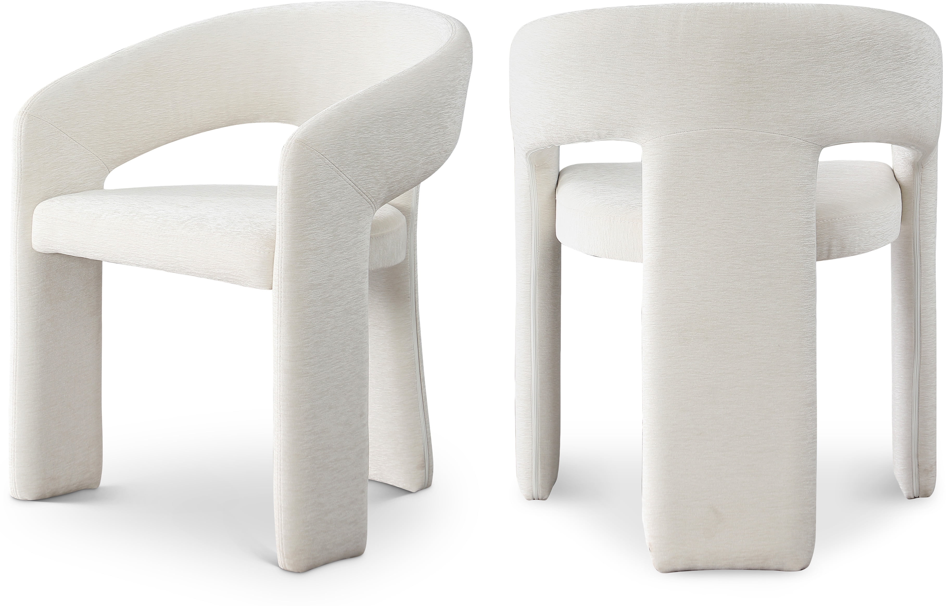 Contempo Cream Plush Fabric Dining Armchair with Iron Frame