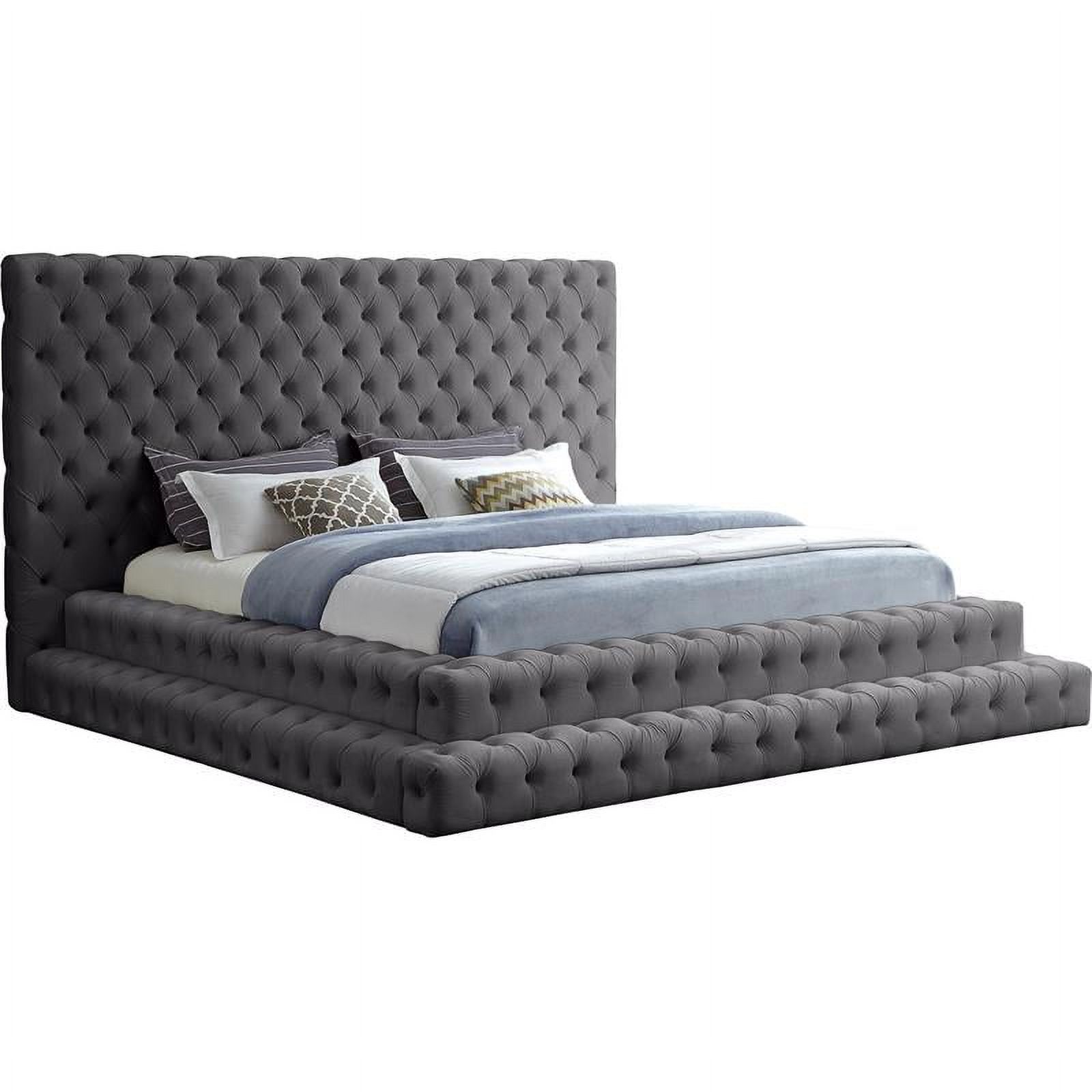 CosmoLiving by Cosmopolitan Mercer Upholstered Bed, King, Gray Linen