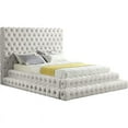 thumbnail image 1 of Meridian Furniture Revel Queen Size Deep Button Tufting Modern Velvet Platform Bed, Cream, 1 of 5