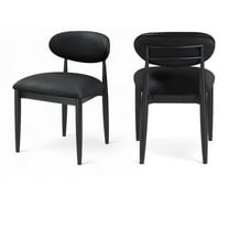Meridian Furniture Riccio Black Vegan Leather Upholstered Dining Side Chair, Set of 2