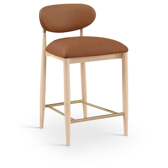 Meridian Furniture Riccio Cognac Vegan Leather Upholstered Stool