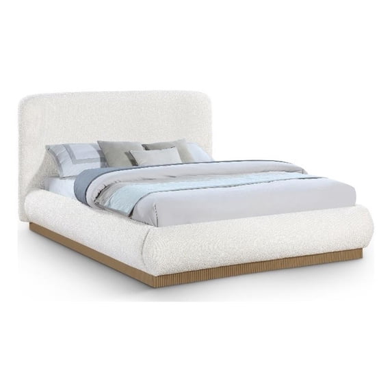 Meridian Furniture Rigby Cream Boucle Fabric King Bed