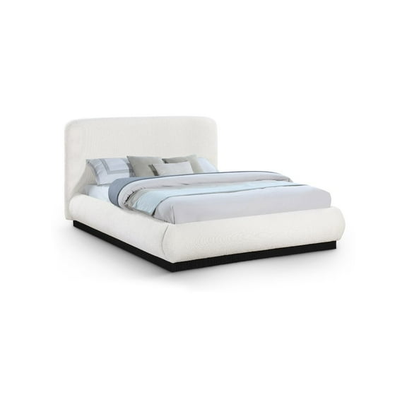 Meridian Furniture Rigby Cream Boucle Fabric King Bed
