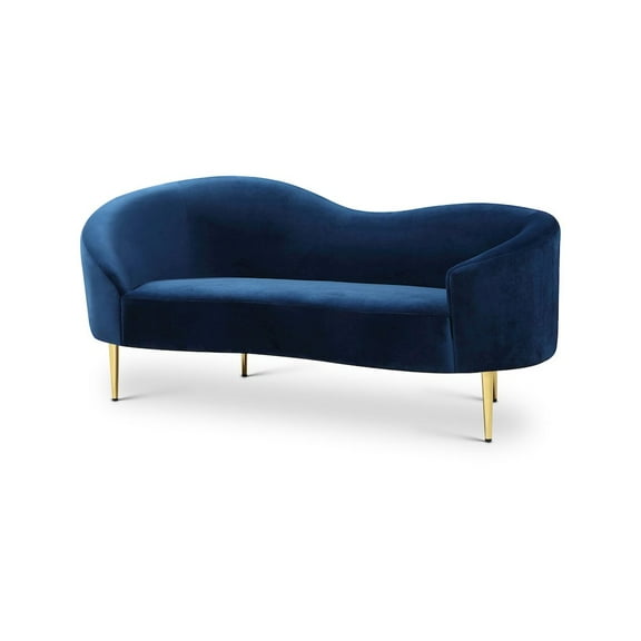 Meridian Furniture Ritz Contemporary Velvet Loveseat in Navy