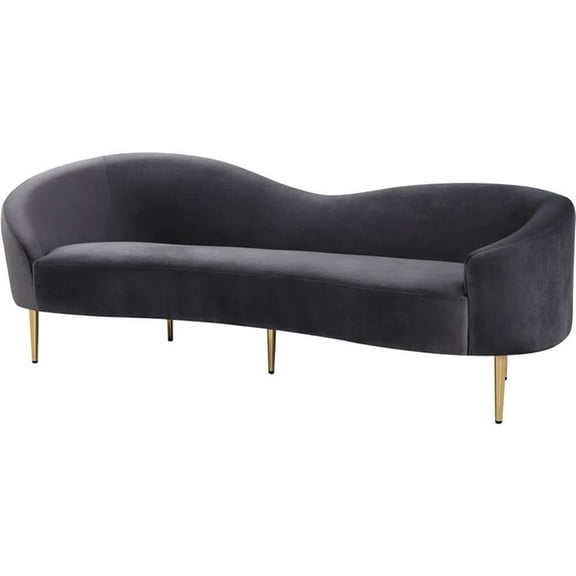 Meridian Furniture Ritz Contemporary Velvet Sofa in Gray