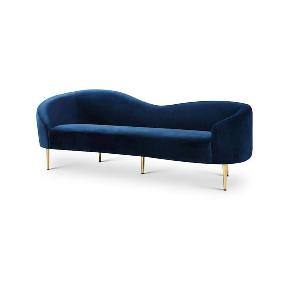 Meridian Furniture Ritz Contemporary Velvet Sofa in Navy