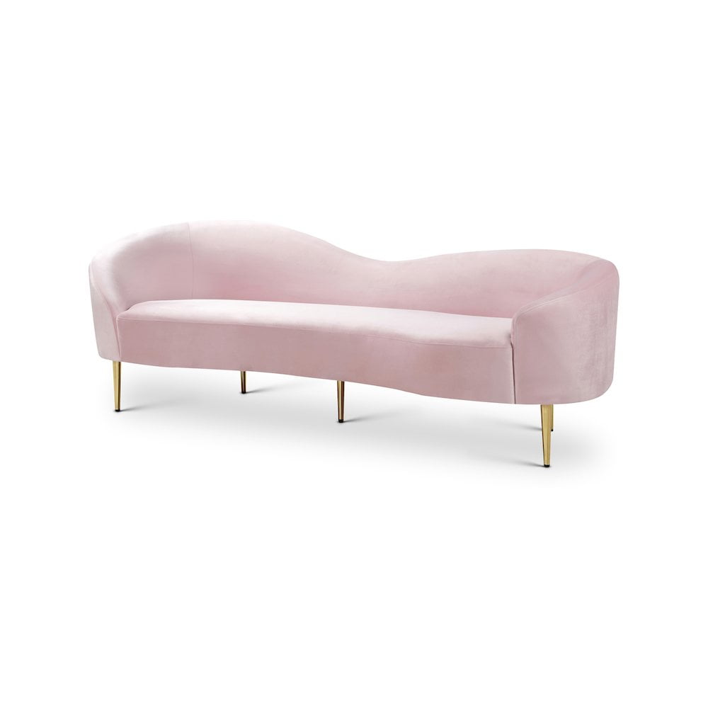 Meridian Furniture Ritz Contemporary Velvet Sofa in Pink