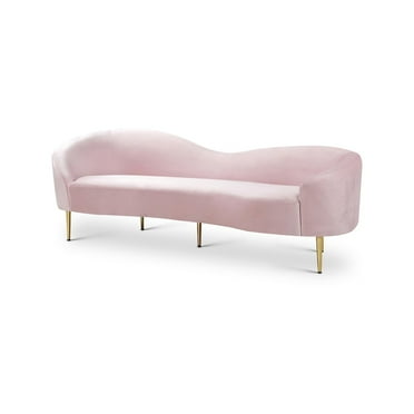 Meridian Furniture Ritz Contemporary Velvet Sofa in Pink