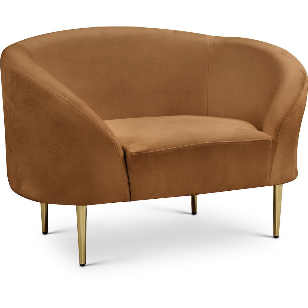 Saddle Velvet Barrel Chair with Gold Metal Legs
