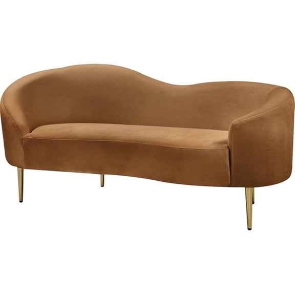 Meridian Furniture Ritz Saddle Velvet Loveseat