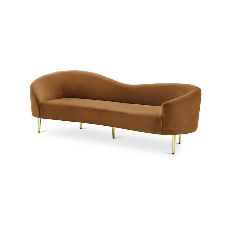 Meridian Furniture Ritz Saddle Velvet Sofa - Walmart.com