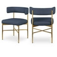 thumbnail image 1 of Meridian Furniture Rivage Navy Linen Textured Fabric Dining Chair (Set of 2), 1 of 8
