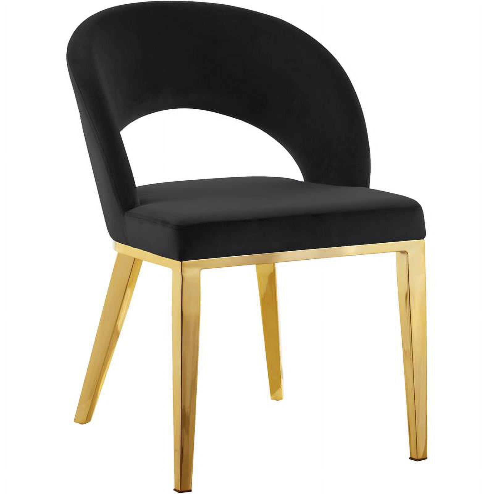 Roberto Black Velvet Upholstered Dining Chair with Gold Legs